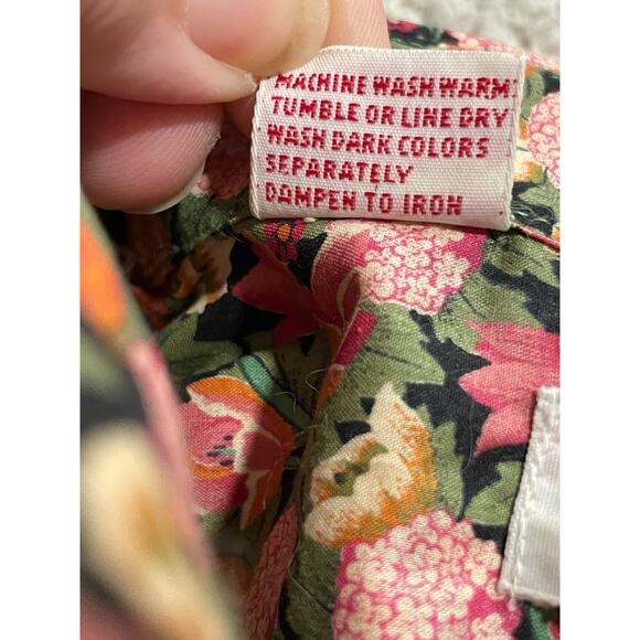 VTG Hathaway Women's Size 14 Button Up Floral Shirt Pink Green 100% Cotton - Picture 9 of 9